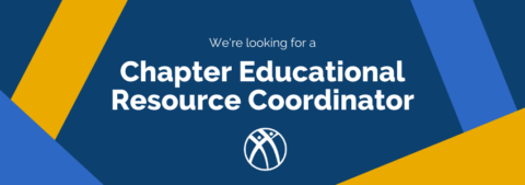 A blue banner that reads "We're looking for a Chapter Educational Resource Coordinator" with Alpha Kappa Psi's logo