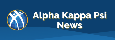 The Alpha Kappa Psi logo and a heading that says "Alpha Kappa Psi News"